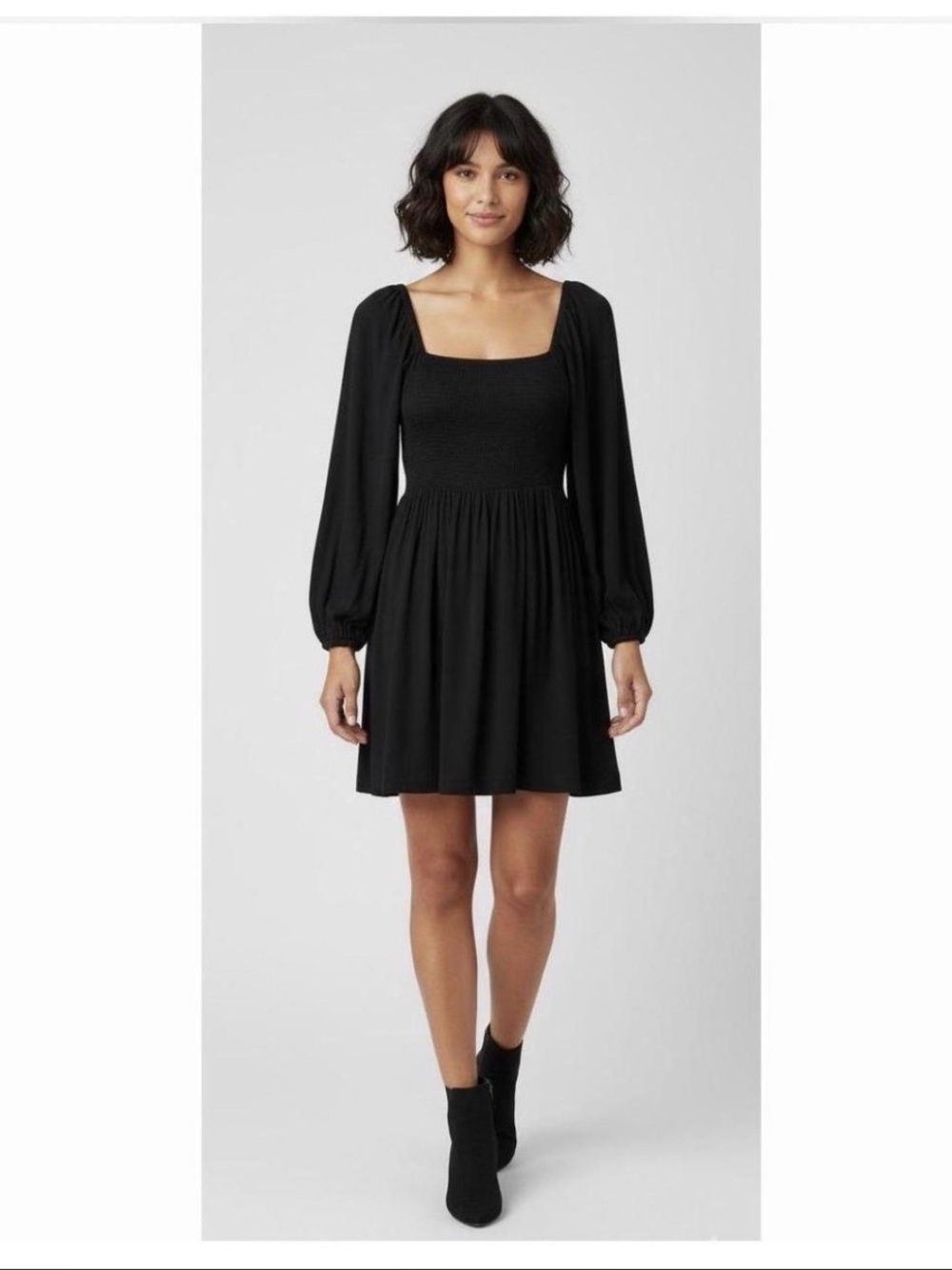 Old Navy Black Smocked Fit and Flare Smocked Mini  Dress